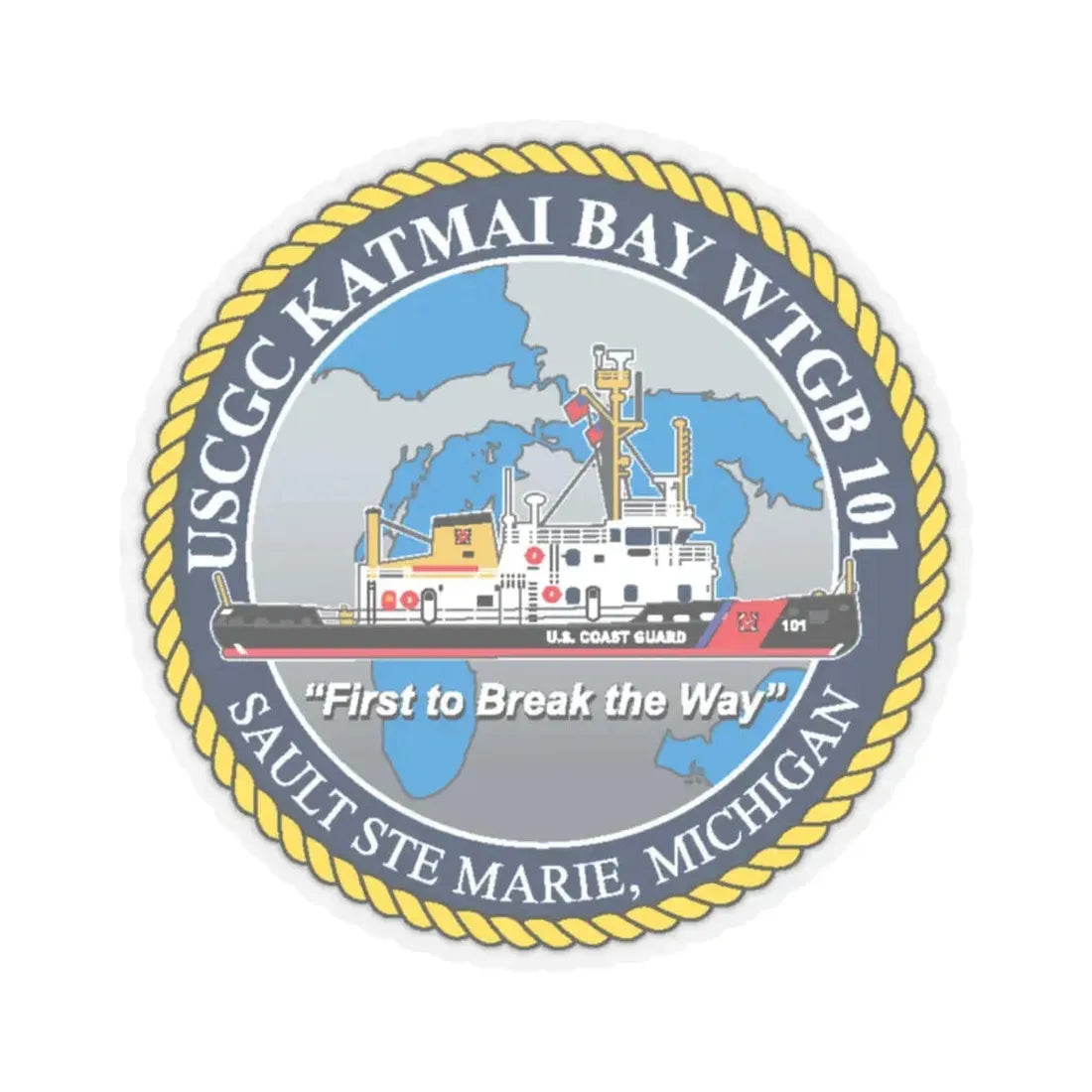 USCG Katmai Bay WTGB 101 (U.S. Coast Guard) STICKER Vinyl Kiss-Cut Decal 2 Inch Transparent - The Sticker Space