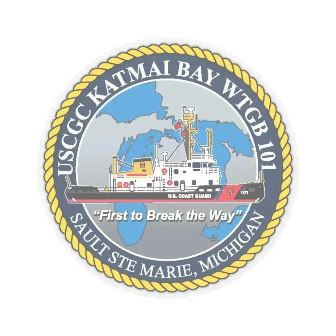 USCG Katmai Bay WTGB 101 (U.S. Coast Guard) STICKER Vinyl Kiss-Cut Decal 4 Inch Transparent - The Sticker Space