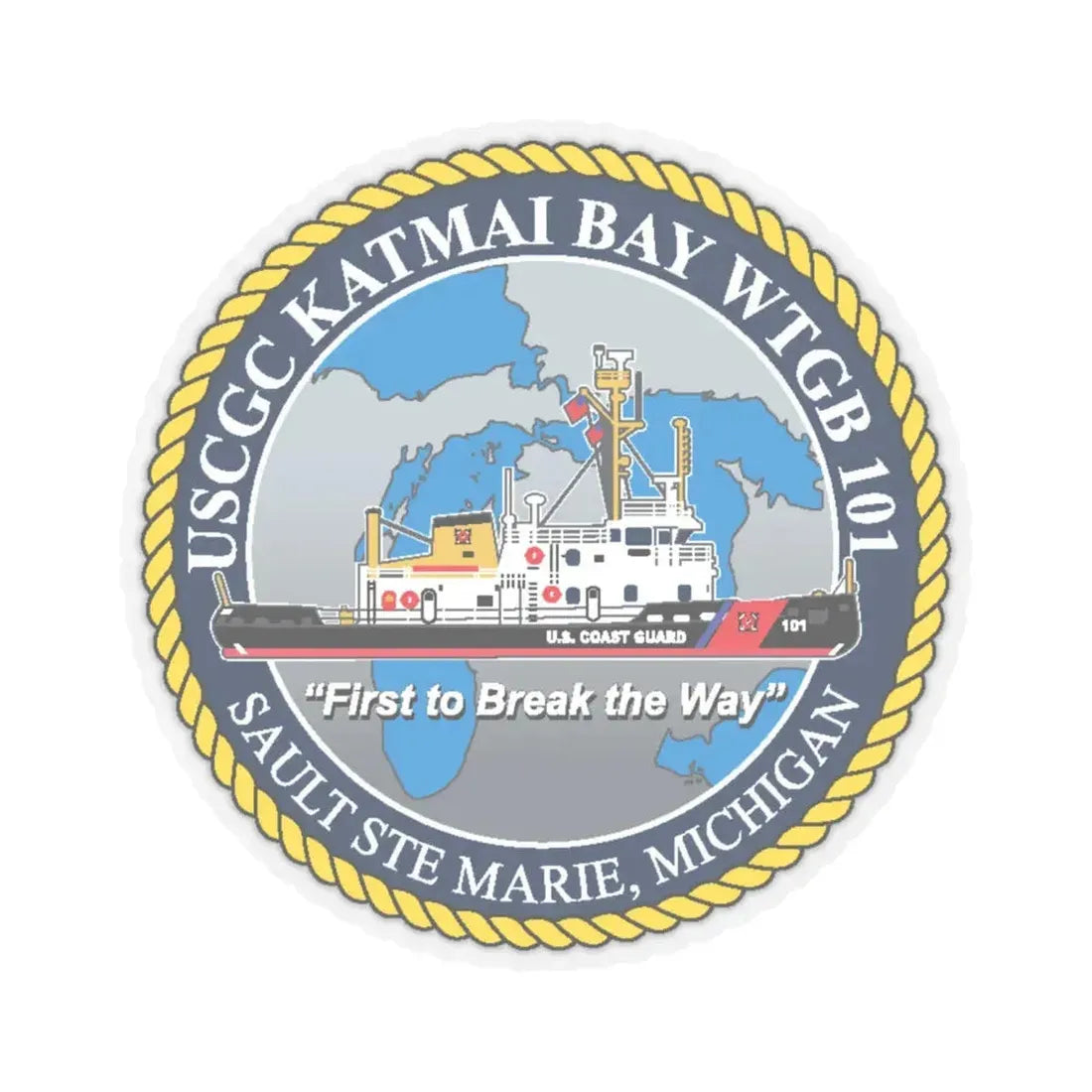 USCG Katmai Bay WTGB 101 (U.S. Coast Guard) STICKER Vinyl Kiss-Cut Decal 6 Inch Transparent - The Sticker Space