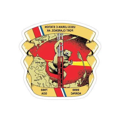 USCG Loran C  Station Port Clarence AK (U.S. Coast Guard) REVERSE PRINT Transparent Die-Cut STICKER 4 Inch Die-Cut Transparent - The Sticker Space