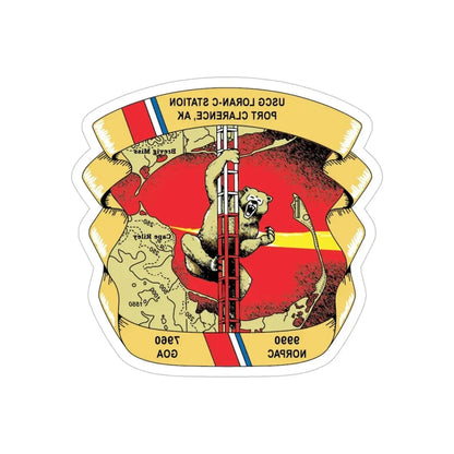 USCG Loran C  Station Port Clarence AK (U.S. Coast Guard) REVERSE PRINT Transparent Die-Cut STICKER 5 Inch Die-Cut Transparent - The Sticker Space