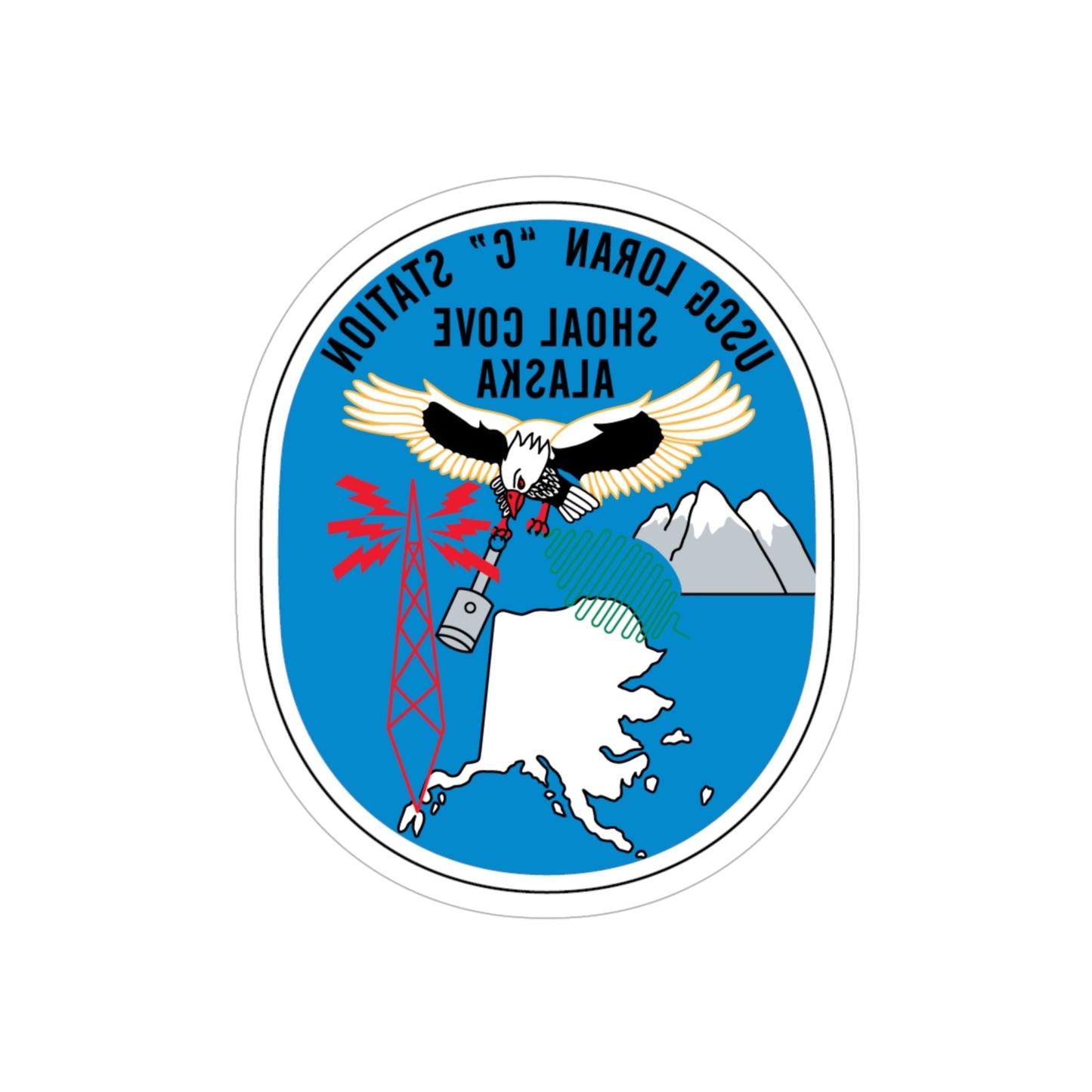 USCG Loran C Station Shoal Cove Alaska (U.S. Coast Guard) REVERSE PRINT Transparent STICKER-6 Inch-The Sticker Space