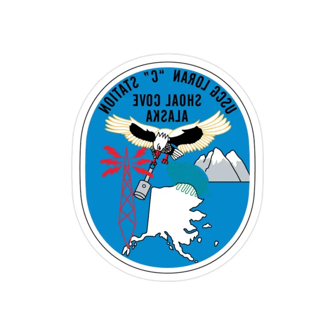 USCG Loran C Station Shoal Cove Alaska (U.S. Coast Guard) REVERSE PRINT Transparent Die-Cut STICKER 2 Inch Die-Cut Transparent - The Sticker Space