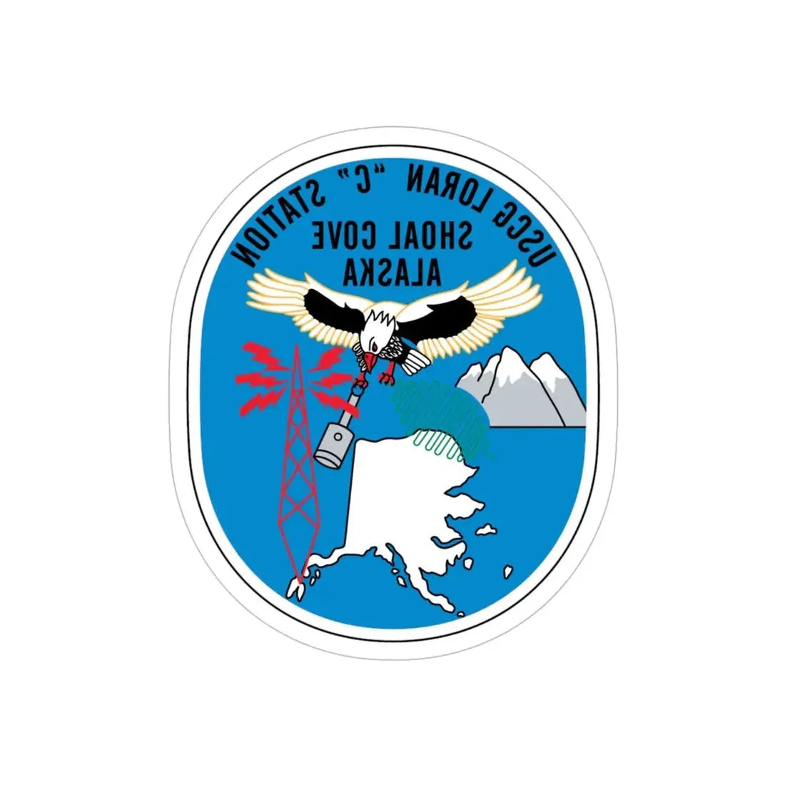 USCG Loran C Station Shoal Cove Alaska (U.S. Coast Guard) REVERSE PRINT Transparent Die-Cut STICKER 6 Inch Die-Cut Transparent - The Sticker Space