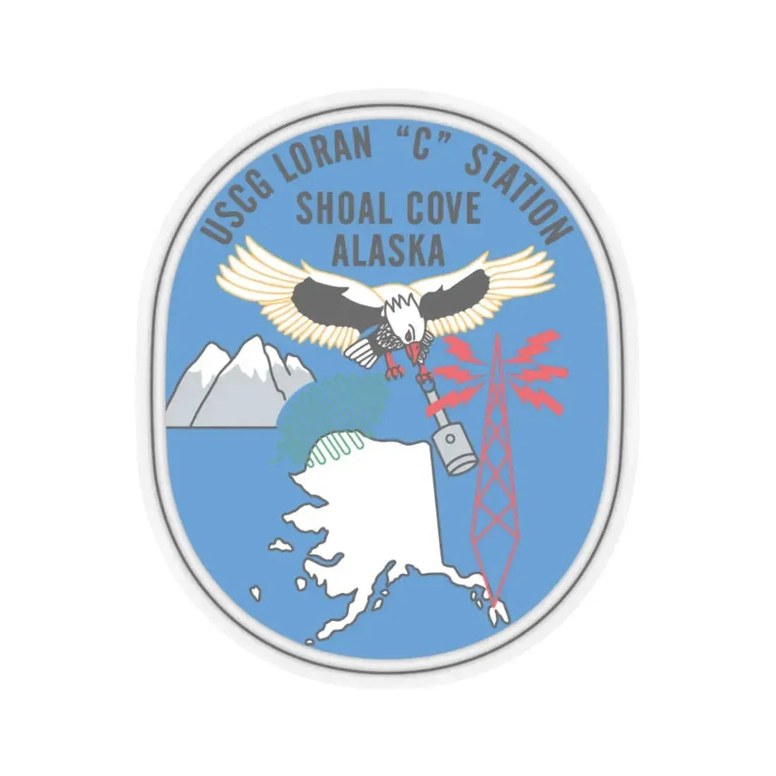 USCG Loran C Station Shoal Cove Alaska (U.S. Coast Guard) STICKER Vinyl Kiss-Cut Decal 3 Inch Transparent - The Sticker Space