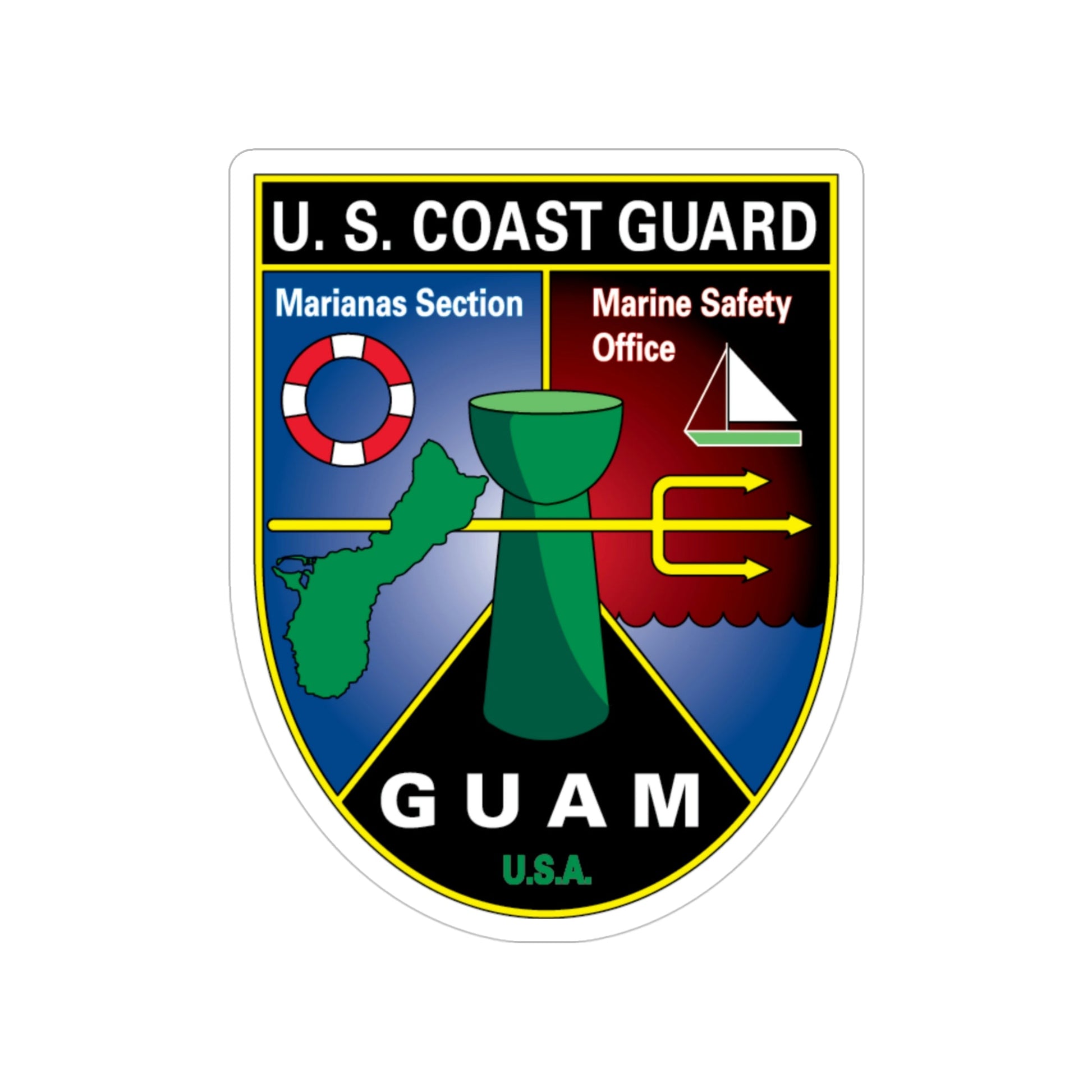 USCG Marianas Sect MSO Guam (U.S. Coast Guard) Transparent STICKER Die-Cut Vinyl Decal-4 Inch-The Sticker Space