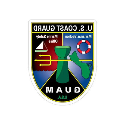 USCG Marianas Sect MSO Guam (U.S. Coast Guard) REVERSE PRINT Transparent Die-Cut STICKER 4 Inch Die-Cut Transparent - The Sticker Space