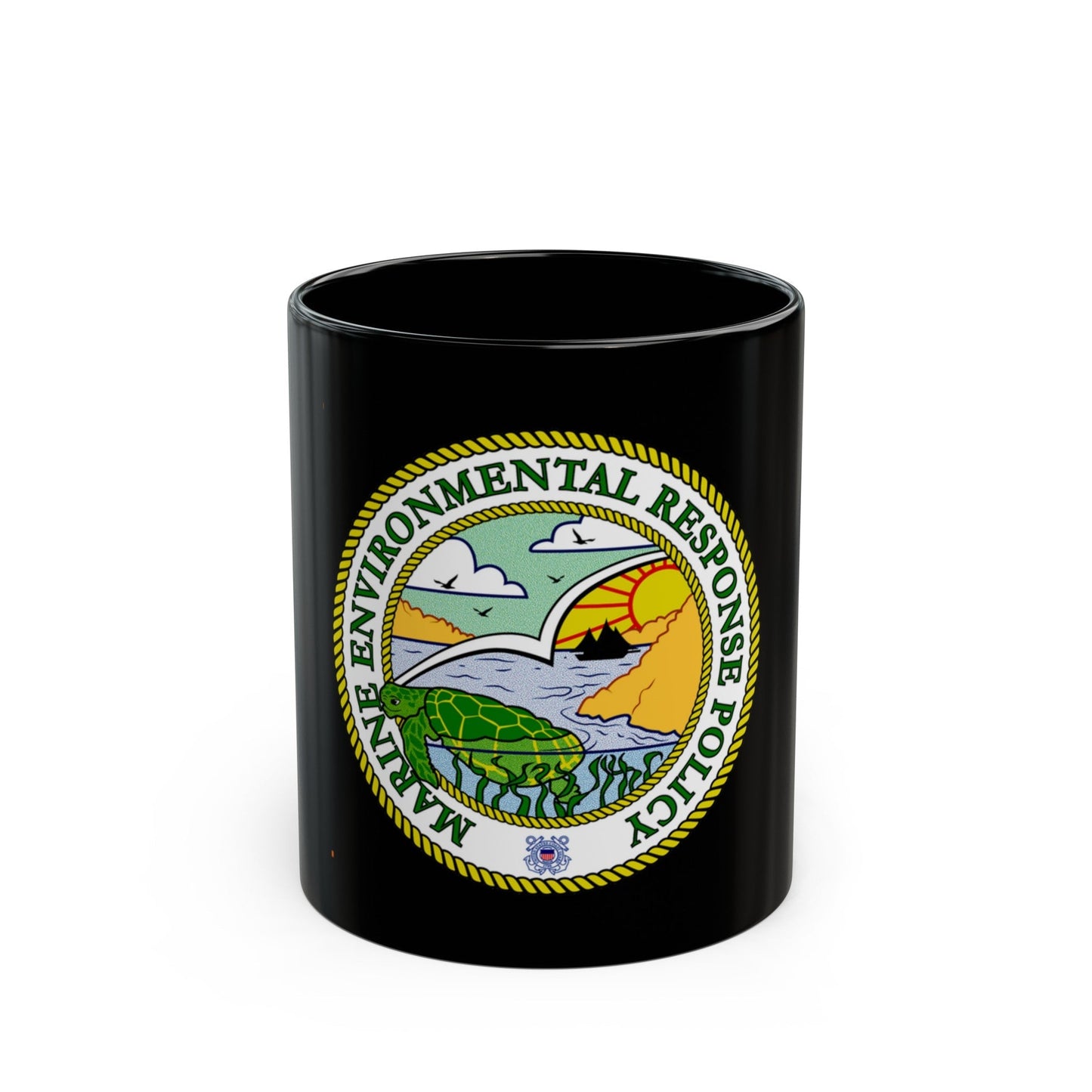 USCG Marine Environmental Resp Policy (U.S. Coast Guard) Black Coffee Mug-11oz-The Sticker Space