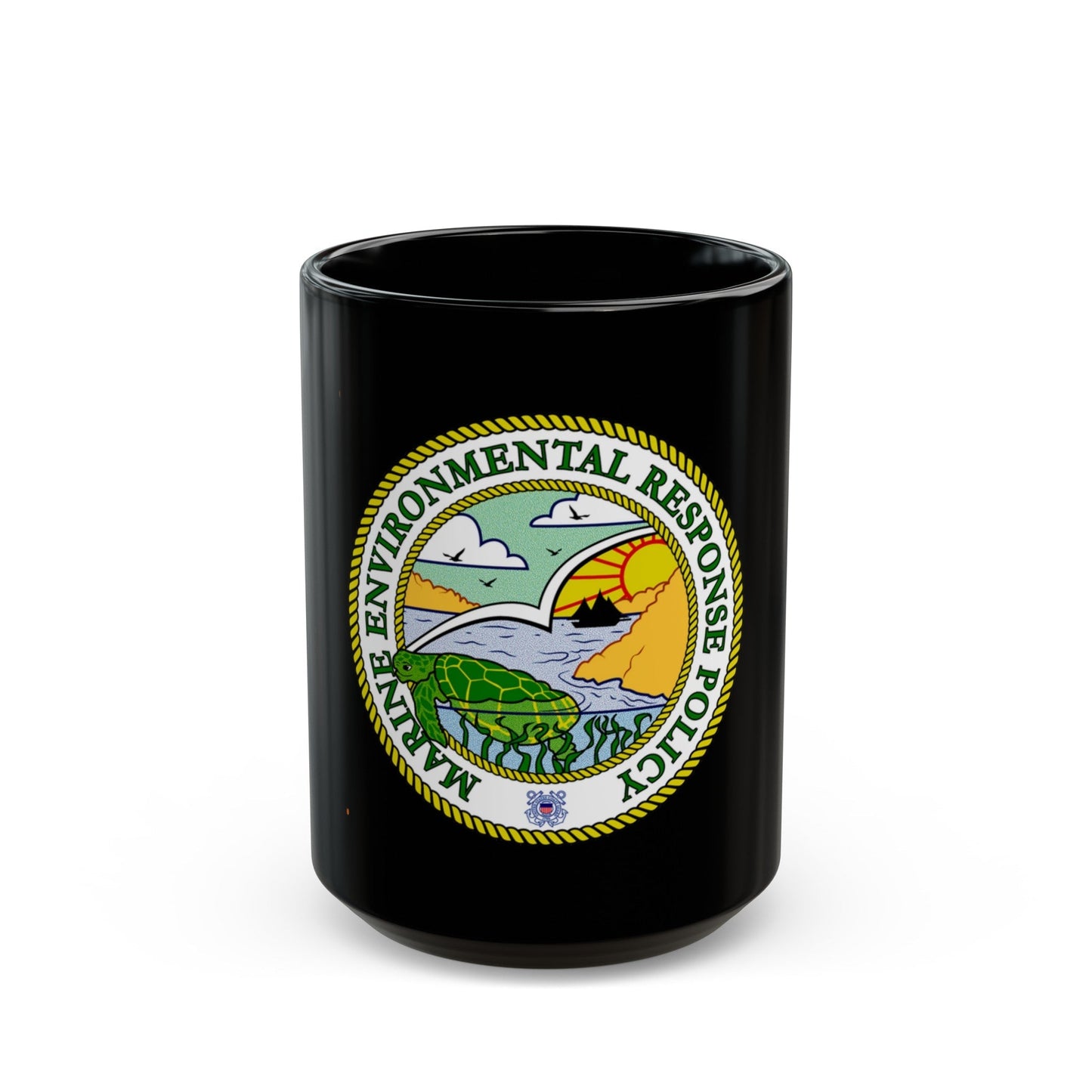 USCG Marine Environmental Resp Policy (U.S. Coast Guard) Black Coffee Mug-15oz-The Sticker Space