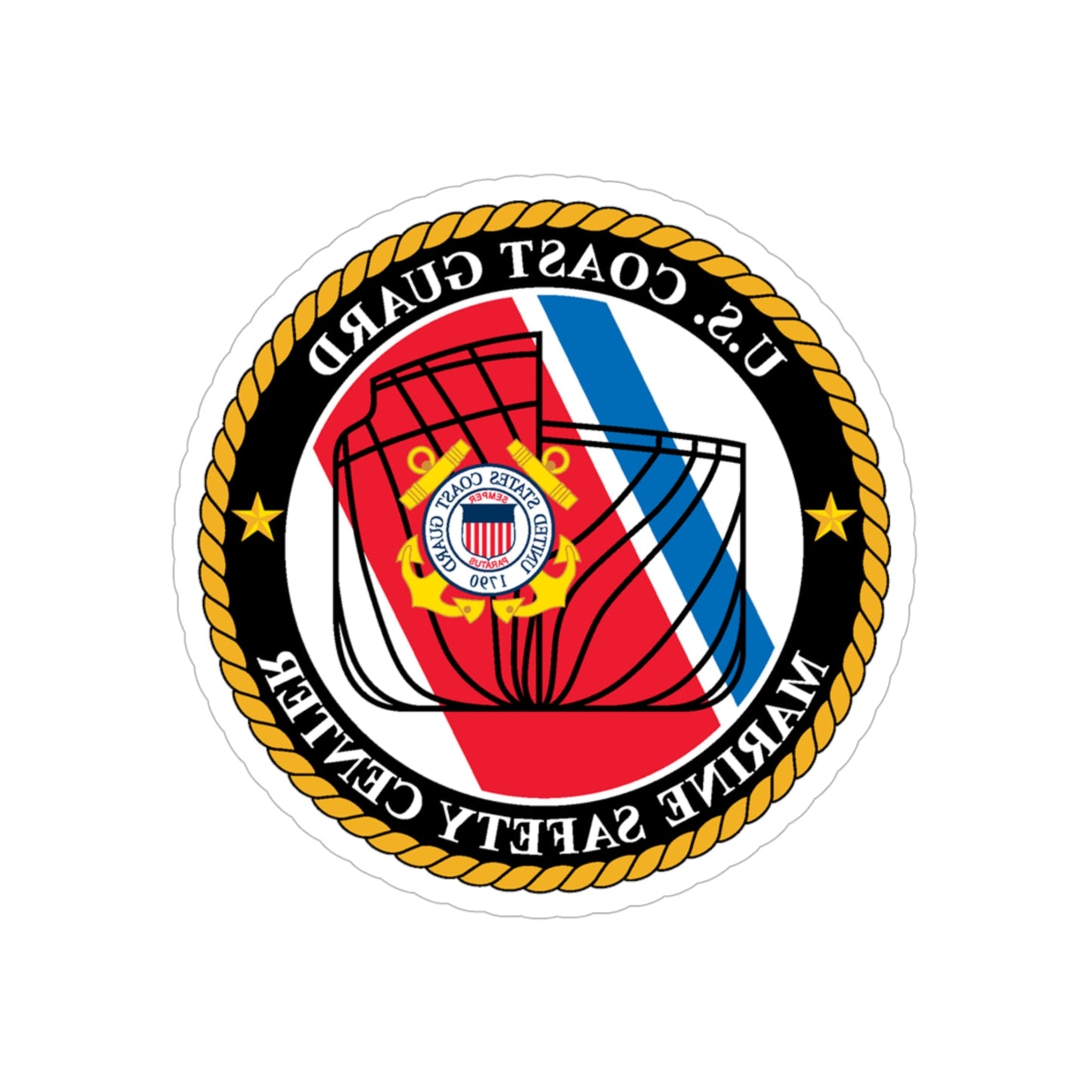 USCG MARINE SAFETY CENTER (U.S. Coast Guard) REVERSE PRINT Transparent STICKER-5" × 5"-The Sticker Space