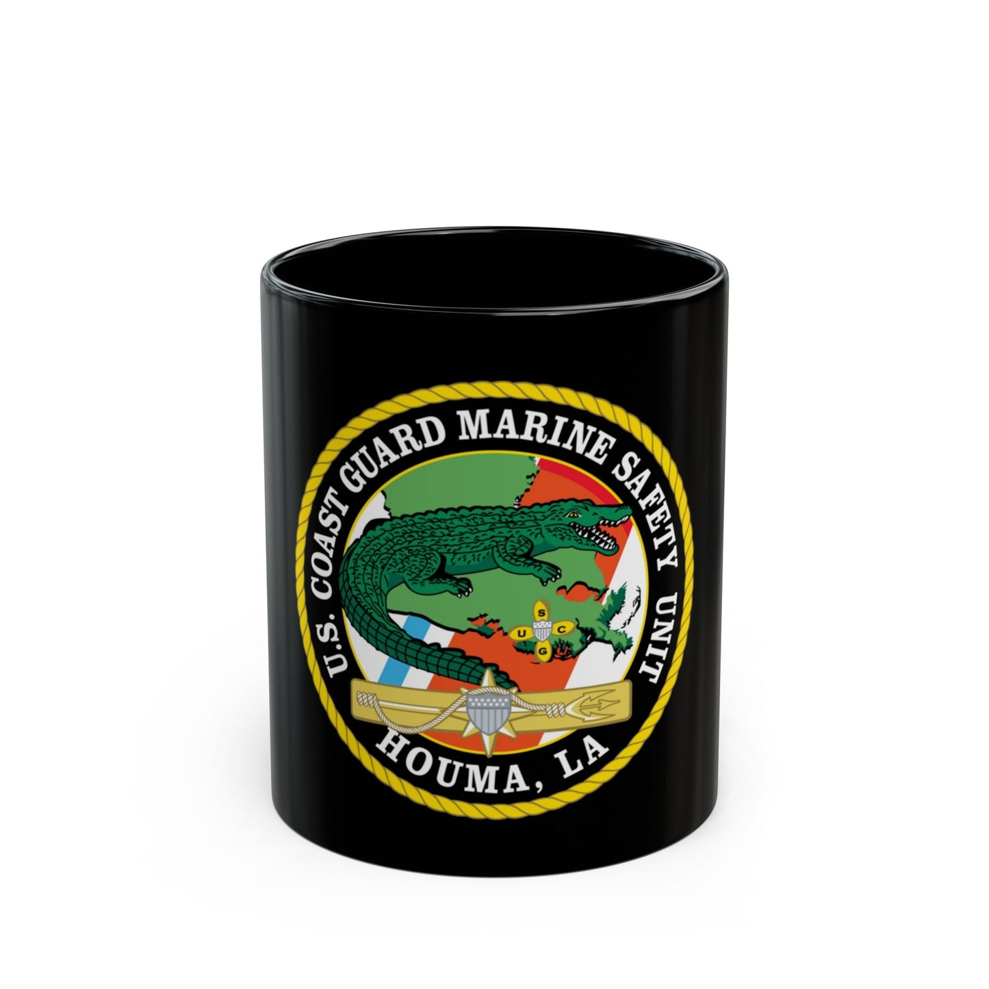 USCG Marine Safety Unit Houma LA (U.S. Coast Guard) Black Coffee Mug-11oz-The Sticker Space