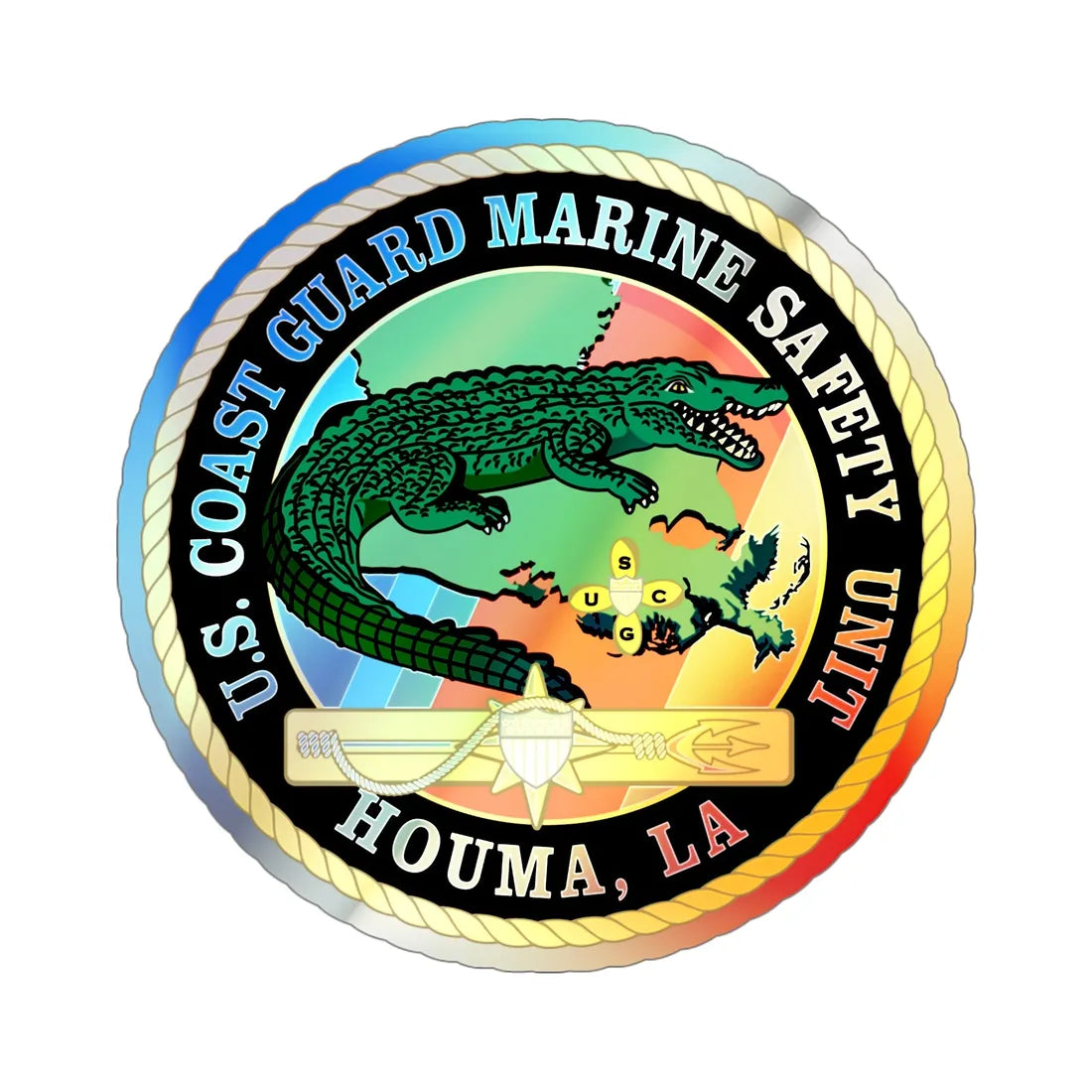 USCG Marine Safety Unit Houma LA (U.S. Coast Guard) Holographic STICKER Die-Cut Vinyl Decal 5 Inch Holographic - The Sticker Space