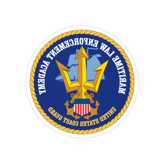 USCG Maritime Law Enforcement Academy (U.S. Coast Guard) REVERSE PRINT Transparent STICKER-2" × 2"-The Sticker Space