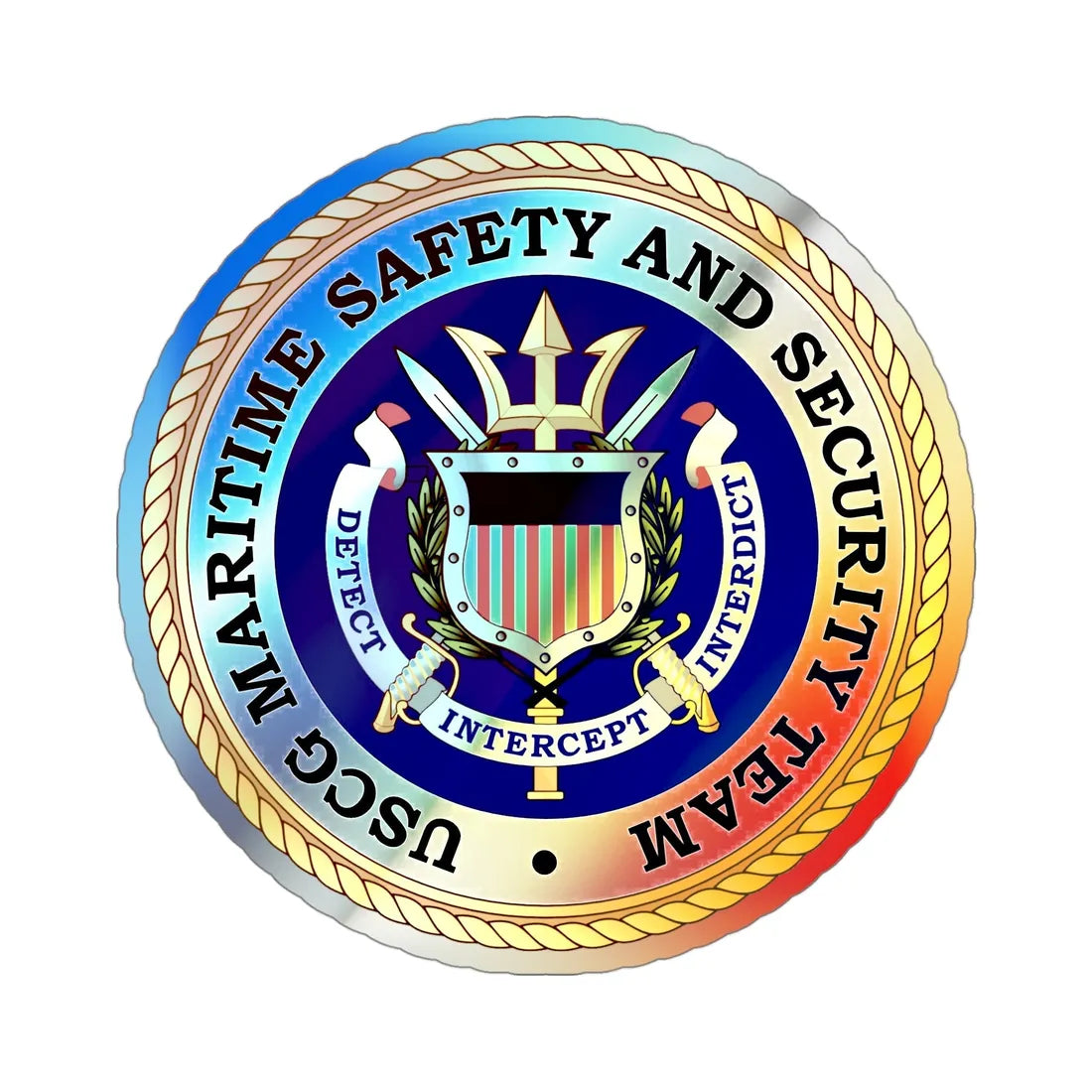 USCG Maritime Safety And Security Team (U.S. Coast Guard) Holographic STICKER Die-Cut Vinyl Decal 4 Inch Holographic - The Sticker Space