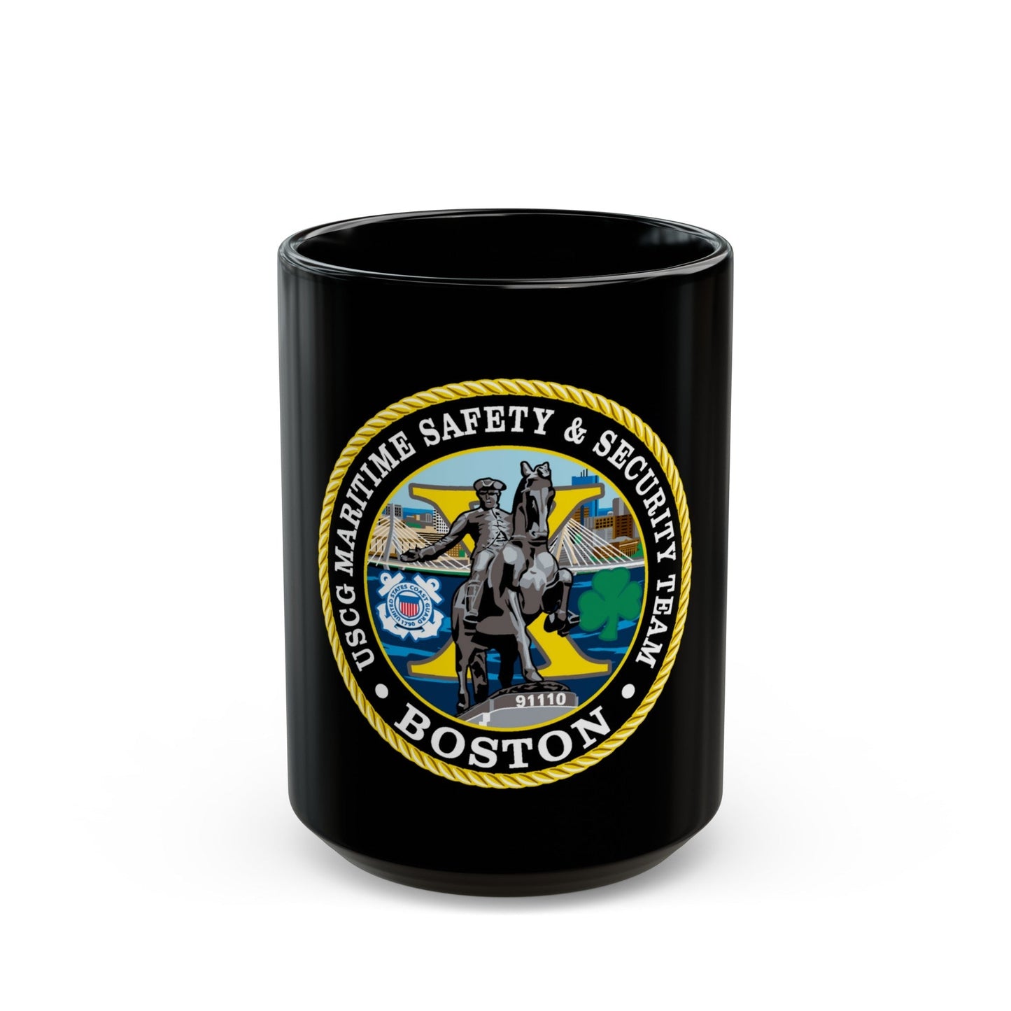 USCG Maritime Safety & Sec Team MSST Boston (U.S. Coast Guard) Black Coffee Mug-15oz-The Sticker Space