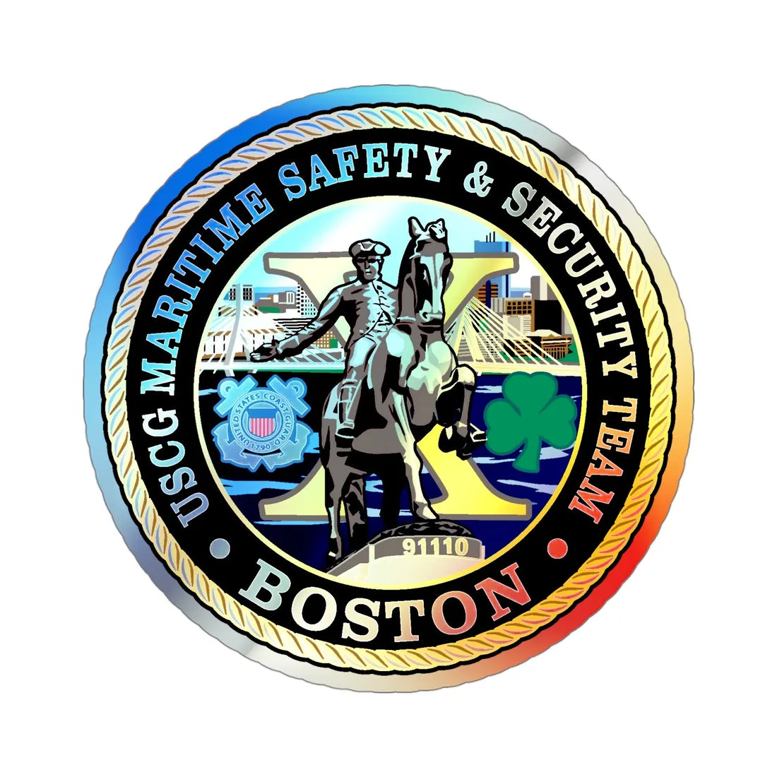 USCG Maritime Safety & Sec Team MSST Boston (U.S. Coast Guard) Holographic STICKER Die-Cut Vinyl Decal 4 Inch Holographic - The Sticker Space