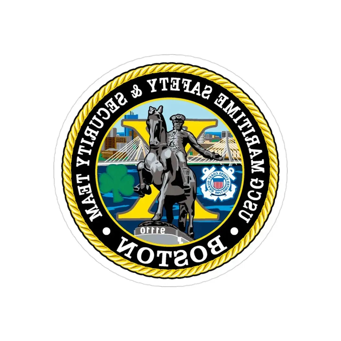 USCG Maritime Safety & Sec Team MSST Boston (U.S. Coast Guard) REVERSE PRINT Transparent Die-Cut STICKER 3 Inch Die-Cut Transparent - The Sticker Space