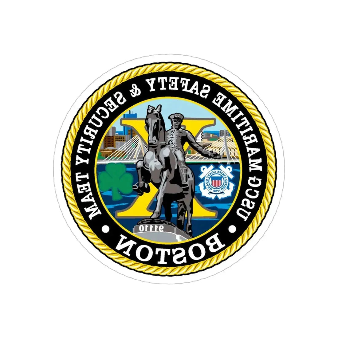 USCG Maritime Safety & Sec Team MSST Boston (U.S. Coast Guard) REVERSE PRINT Transparent Die-Cut STICKER 6 Inch Die-Cut Transparent - The Sticker Space