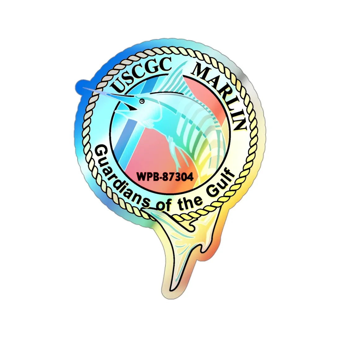 USCG Marlin WPB 87304 (U.S. Coast Guard) Holographic STICKER Die-Cut Vinyl Decal 3 Inch Holographic - The Sticker Space