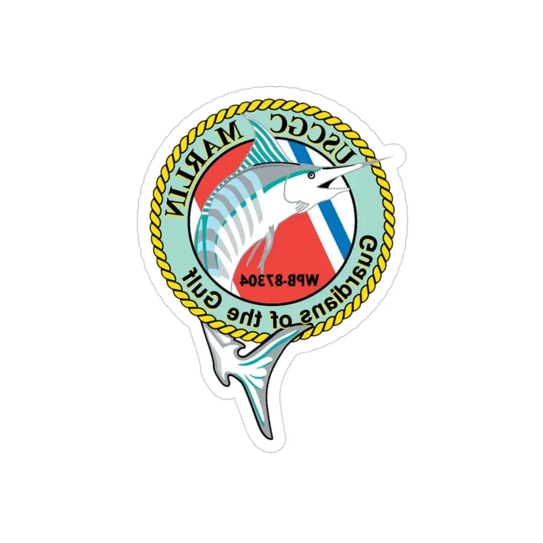 USCG Marlin WPB 87304 (U.S. Coast Guard) REVERSE PRINT Transparent Die-Cut STICKER 3 Inch Die-Cut Transparent - The Sticker Space