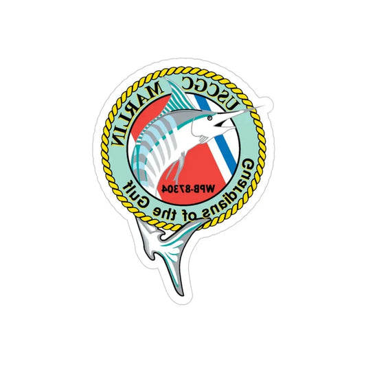 USCG Marlin WPB 87304 (U.S. Coast Guard) REVERSE PRINT Transparent Die-Cut STICKER 6 Inch Die-Cut Transparent - The Sticker Space