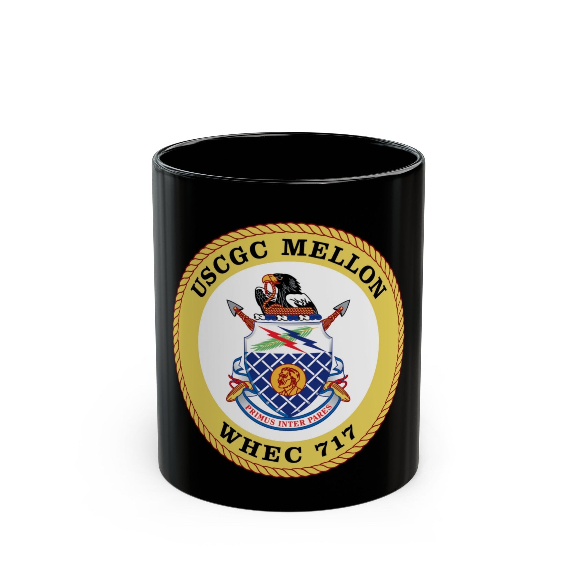 USCG Mellon WHEC 717 Gold Anniversary (U.S. Coast Guard) Black Coffee Mug-11oz-The Sticker Space