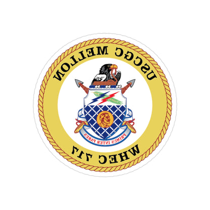 USCG Mellon WHEC 717 Gold Anniversary (U.S. Coast Guard) REVERSE PRINT Transparent STICKER-3" × 3"-The Sticker Space