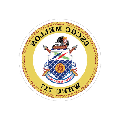 USCG Mellon WHEC 717 Gold Anniversary (U.S. Coast Guard) REVERSE PRINT Transparent STICKER-5" × 5"-The Sticker Space