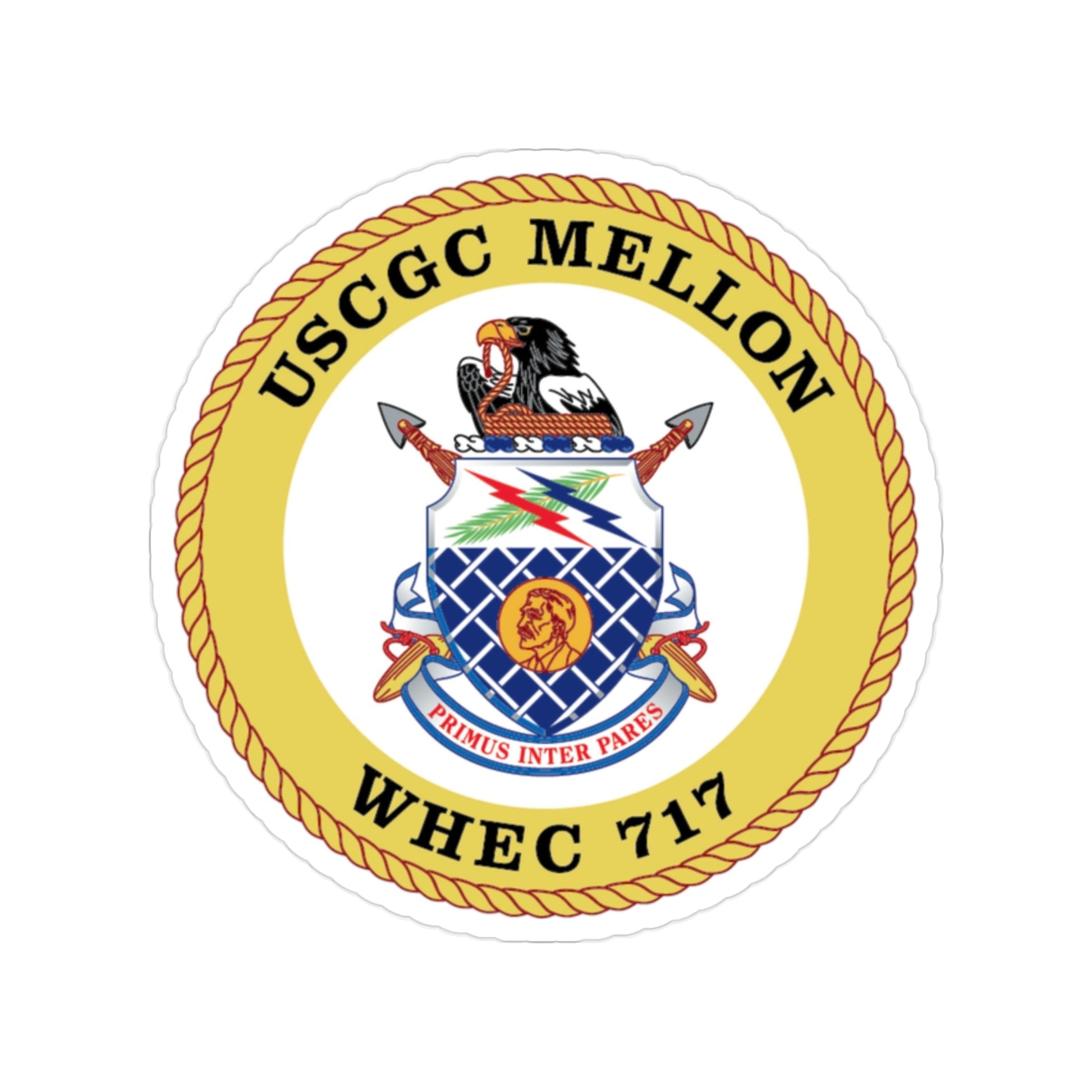 USCG Mellon WHEC 717 Gold Anniversary (U.S. Coast Guard) Transparent STICKER Die-Cut Vinyl Decal-2 Inch-The Sticker Space