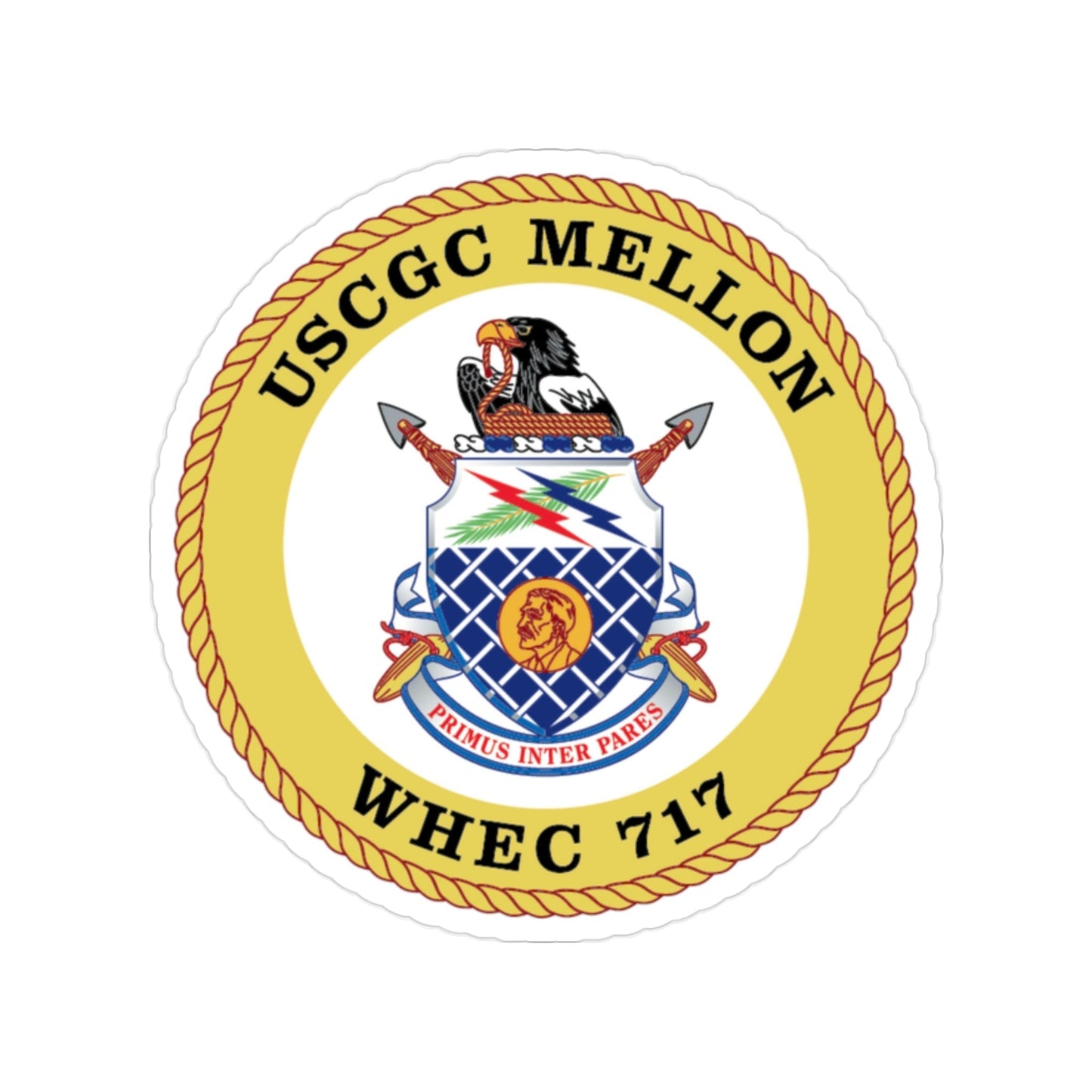 USCG Mellon WHEC 717 Gold Anniversary (U.S. Coast Guard) Transparent STICKER Die-Cut Vinyl Decal-2 Inch-The Sticker Space