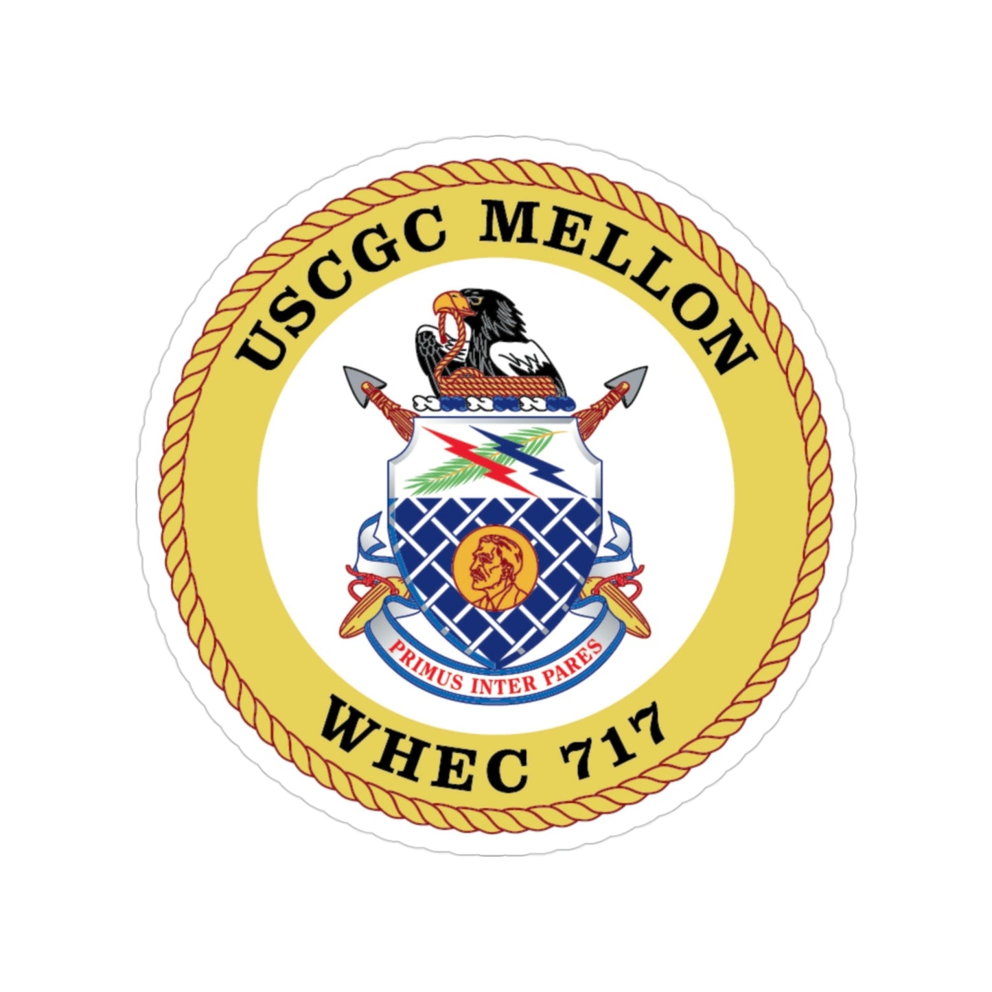 USCG Mellon WHEC 717 Gold Anniversary (U.S. Coast Guard) Transparent STICKER Die-Cut Vinyl Decal-3 Inch-The Sticker Space