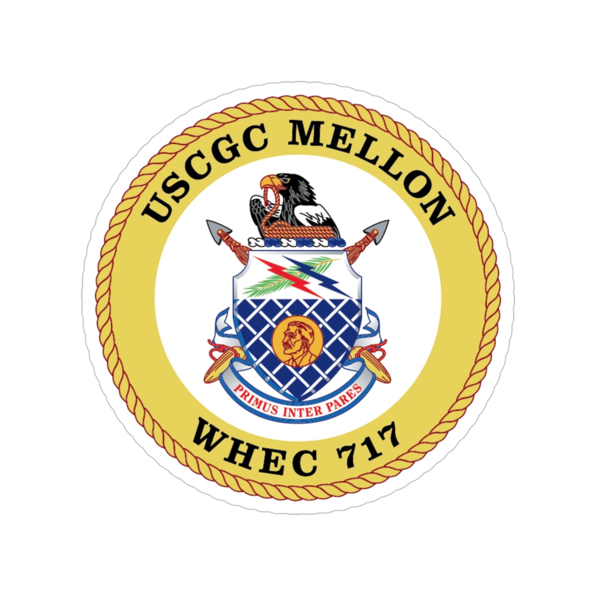 USCG Mellon WHEC 717 Gold Anniversary (U.S. Coast Guard) Transparent STICKER Die-Cut Vinyl Decal-4 Inch-The Sticker Space