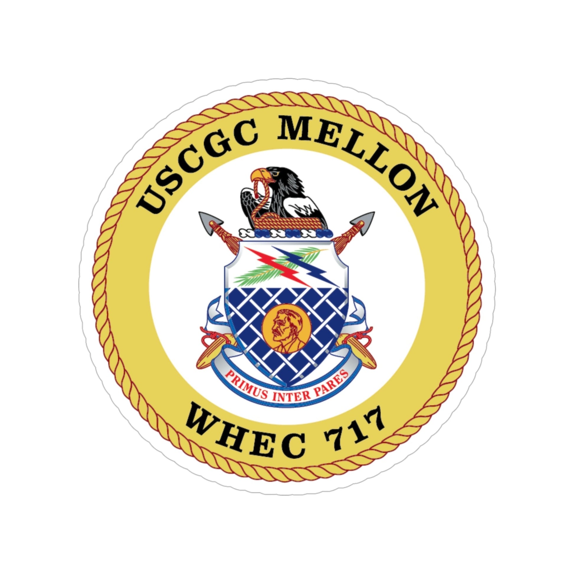 USCG Mellon WHEC 717 Gold Anniversary (U.S. Coast Guard) Transparent STICKER Die-Cut Vinyl Decal-6 Inch-The Sticker Space