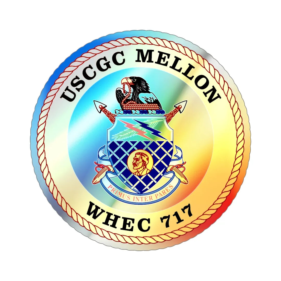 USCG Mellon WHEC 717 Gold Anniversary (U.S. Coast Guard) Holographic STICKER Die-Cut Vinyl Decal 6 Inch Holographic - The Sticker Space