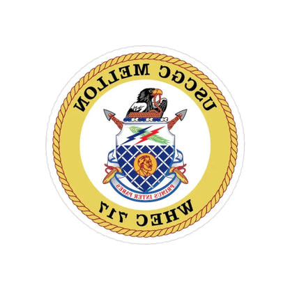 USCG Mellon WHEC 717 Gold Anniversary (U.S. Coast Guard) REVERSE PRINT Transparent Die-Cut STICKER 2 Inch Die-Cut Transparent - The Sticker Space