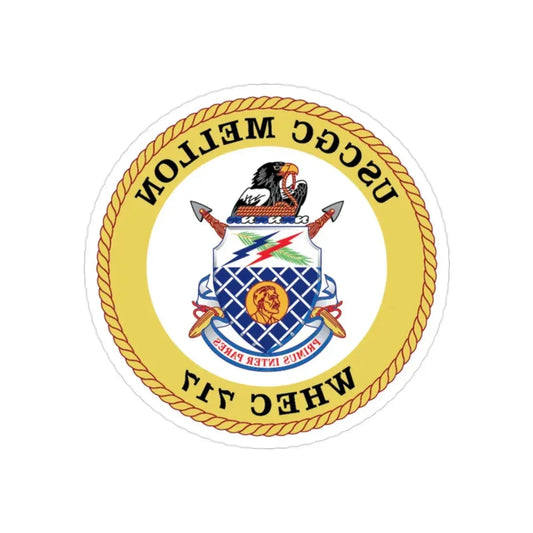 USCG Mellon WHEC 717 Gold Anniversary (U.S. Coast Guard) REVERSE PRINT Transparent Die-Cut STICKER 2 Inch Die-Cut Transparent - The Sticker Space