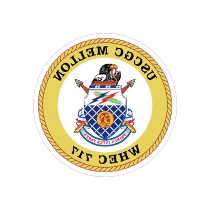 USCG Mellon WHEC 717 Gold Anniversary (U.S. Coast Guard) REVERSE PRINT Transparent Die-Cut STICKER 5 Inch Die-Cut Transparent - The Sticker Space