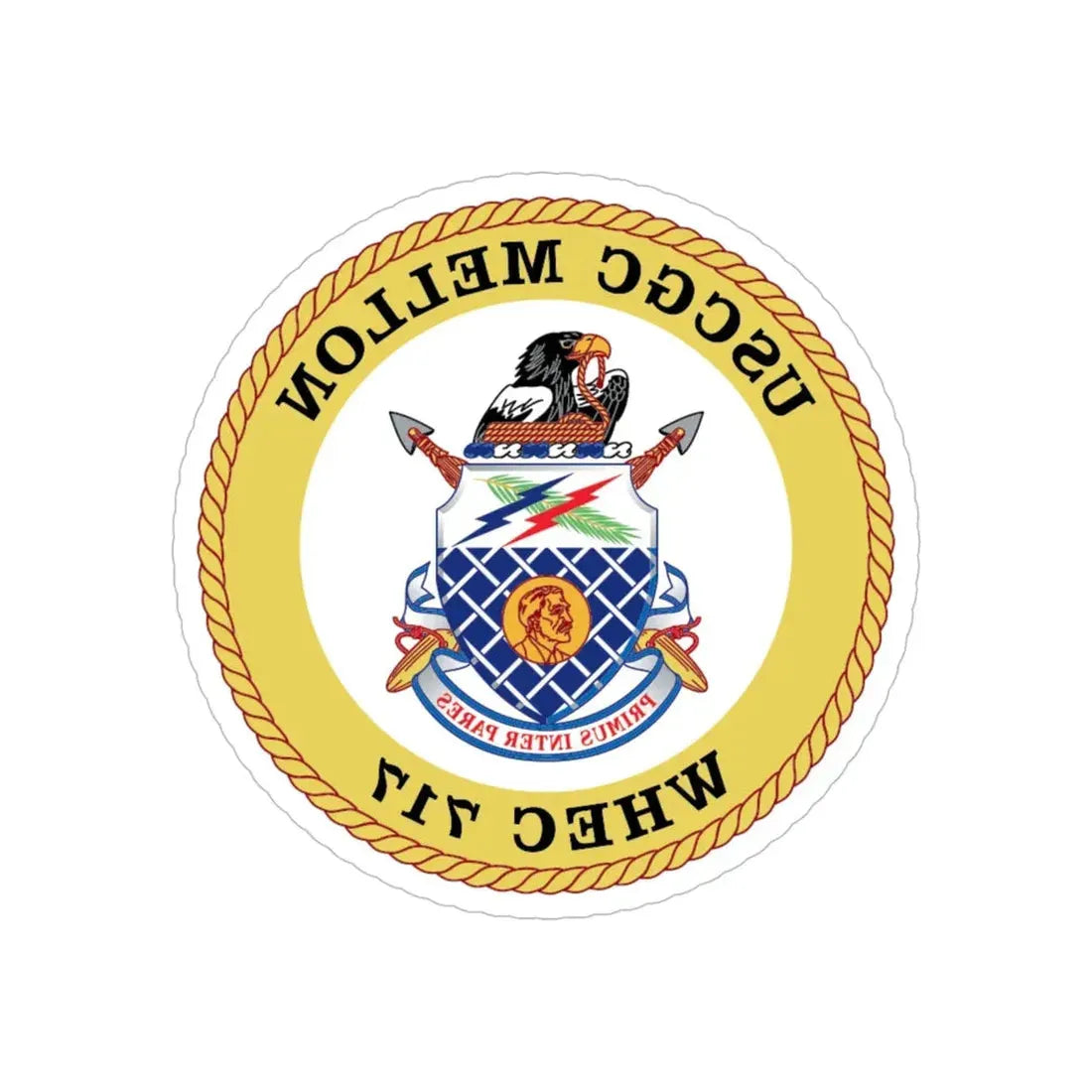USCG Mellon WHEC 717 Gold Anniversary (U.S. Coast Guard) REVERSE PRINT Transparent Die-Cut STICKER 6 Inch Die-Cut Transparent - The Sticker Space