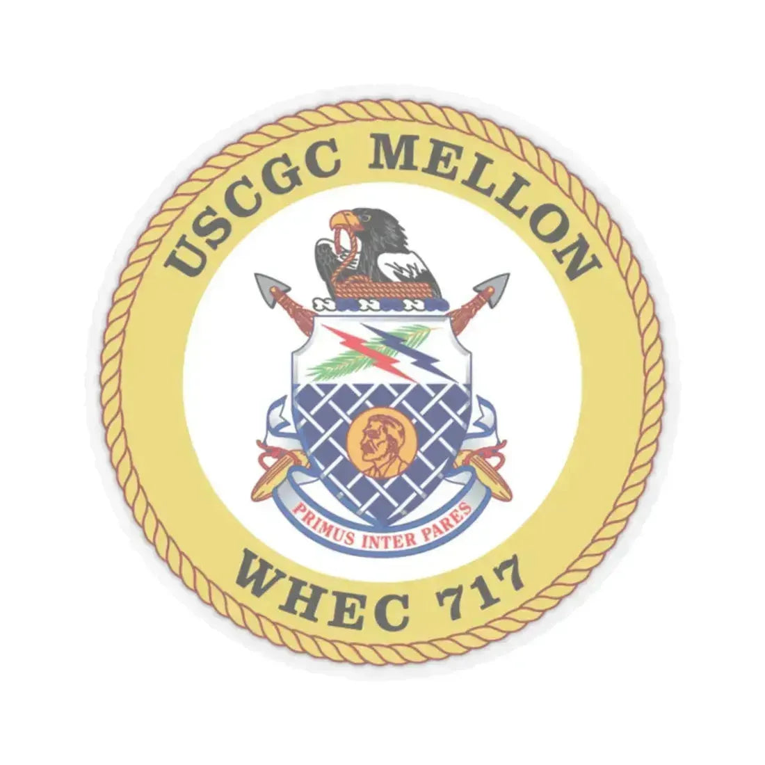 USCG Mellon WHEC 717 Gold Anniversary (U.S. Coast Guard) STICKER Vinyl Kiss-Cut Decal 2 Inch Transparent - The Sticker Space