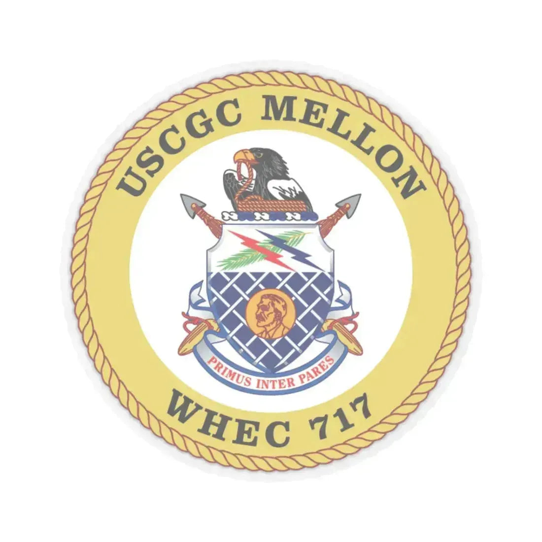 USCG Mellon WHEC 717 Gold Anniversary (U.S. Coast Guard) STICKER Vinyl Kiss-Cut Decal 3 Inch Transparent - The Sticker Space