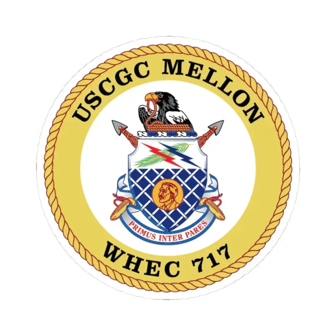 USCG Mellon WHEC 717 Gold Anniversary (U.S. Coast Guard) STICKER Vinyl Kiss-Cut Decal 3 Inch White - The Sticker Space