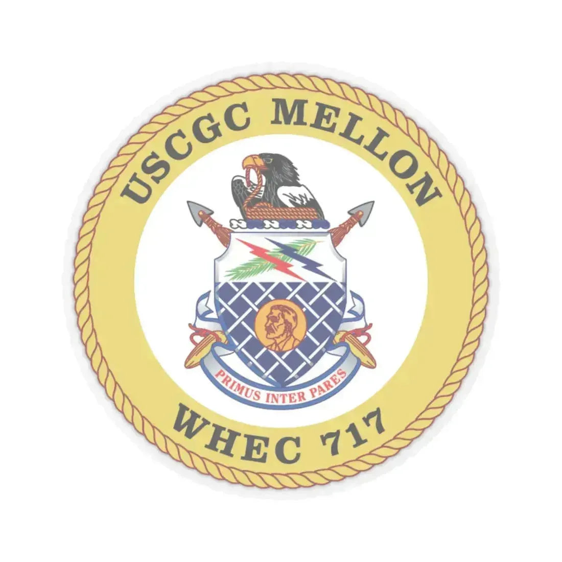 USCG Mellon WHEC 717 Gold Anniversary (U.S. Coast Guard) STICKER Vinyl Kiss-Cut Decal 4 Inch Transparent - The Sticker Space