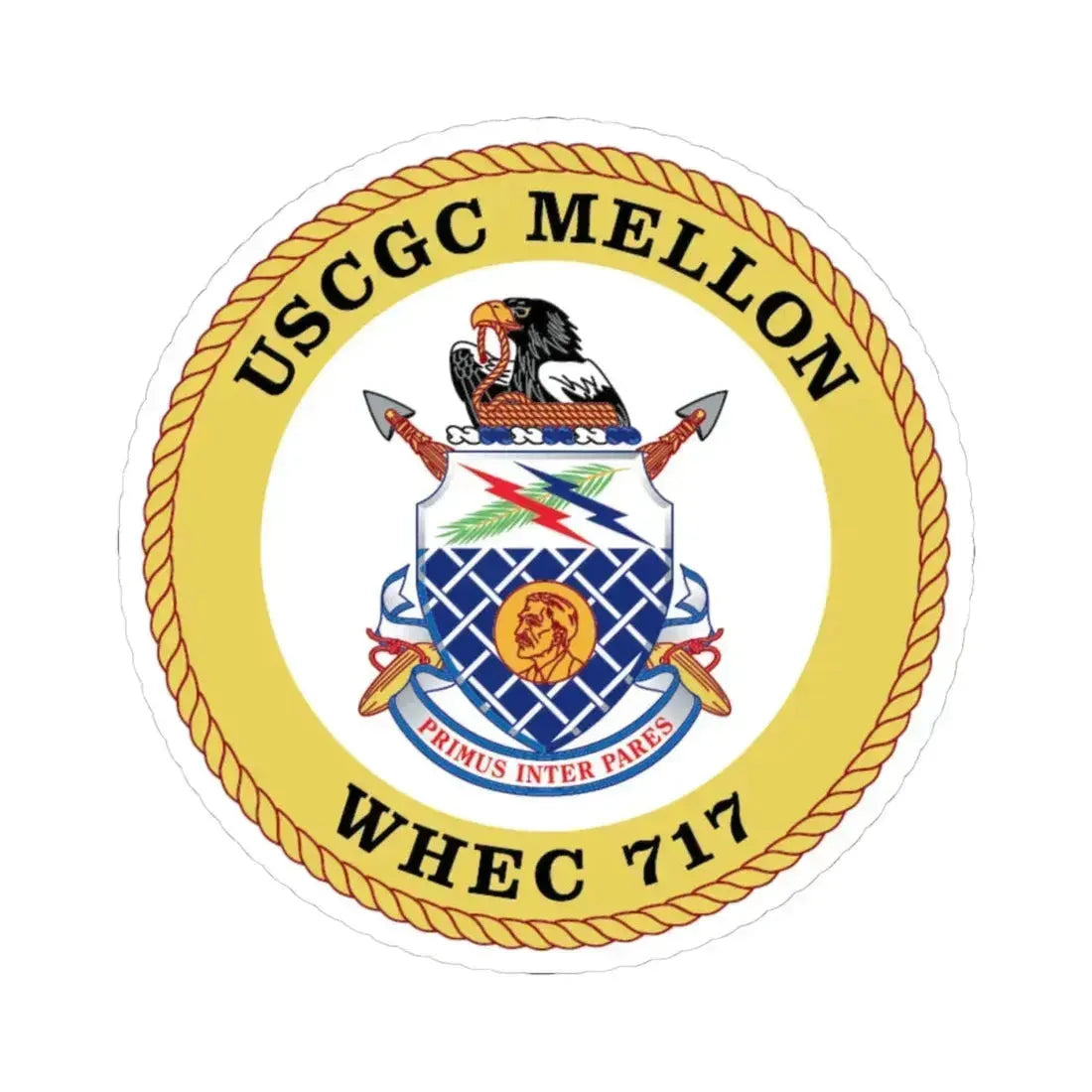 USCG Mellon WHEC 717 Gold Anniversary (U.S. Coast Guard) STICKER Vinyl Kiss-Cut Decal 4 Inch White - The Sticker Space