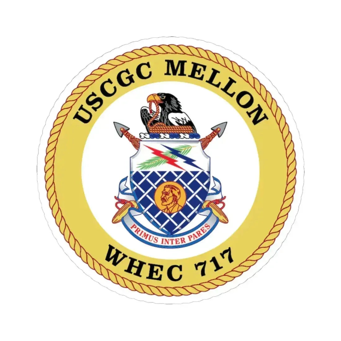 USCG Mellon WHEC 717 Gold Anniversary (U.S. Coast Guard) STICKER Vinyl Kiss-Cut Decal 6 Inch White - The Sticker Space