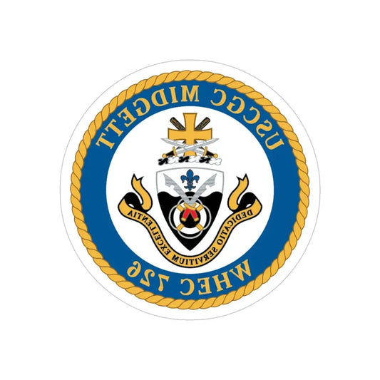 USCG Midgett WHEC 726 (U.S. Coast Guard) REVERSE PRINT Transparent Die-Cut STICKER 6 Inch Die-Cut Transparent - The Sticker Space