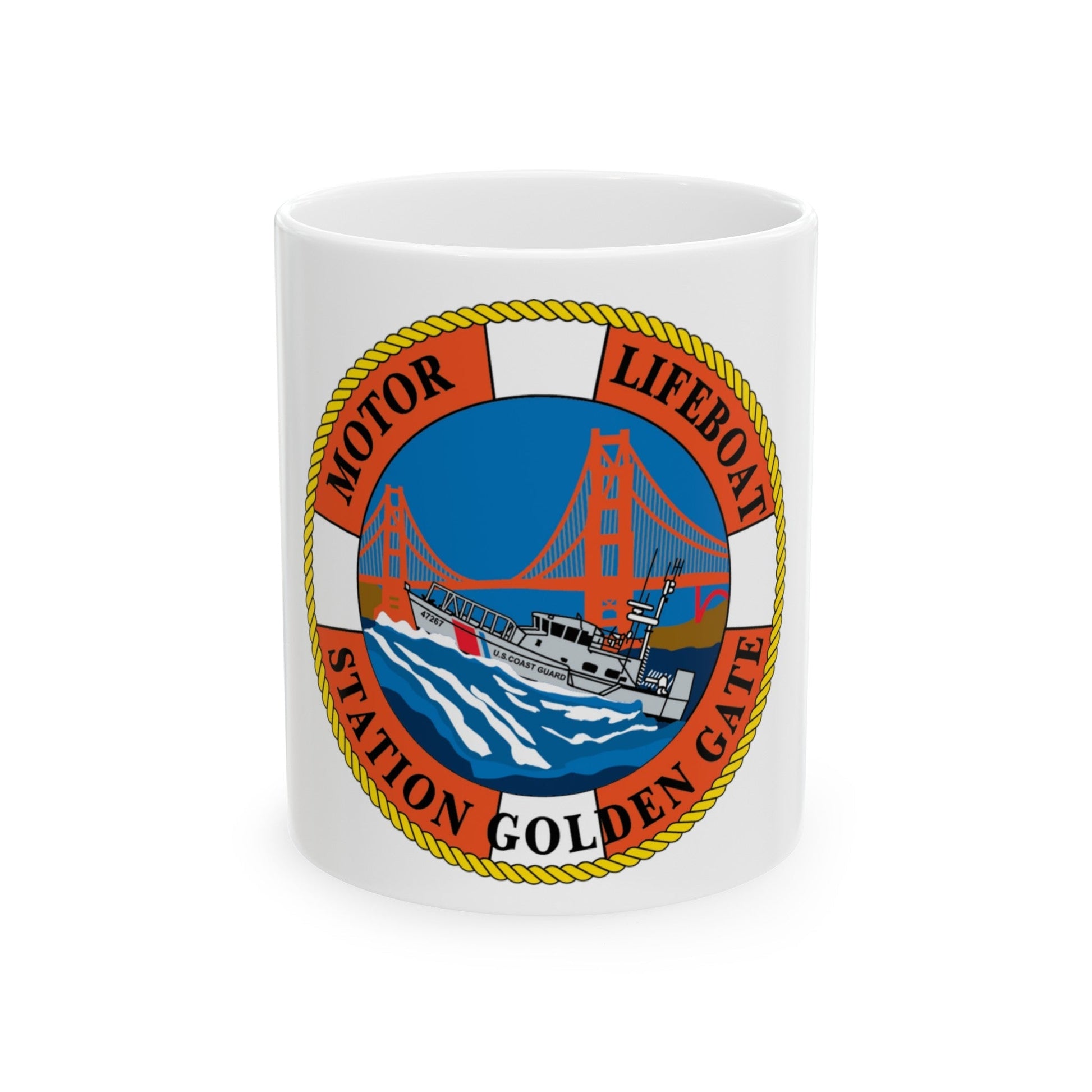 USCG Motor Lifeboat Station Golden Gate (U.S. Coast Guard) White Coffee Mug-11oz-The Sticker Space