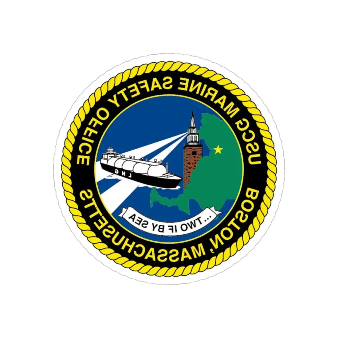 USCG MSO Boston Marine Safety Office (U.S. Coast Guard) REVERSE PRINT Transparent Die-Cut STICKER 5 Inch Die-Cut Transparent - The Sticker Space