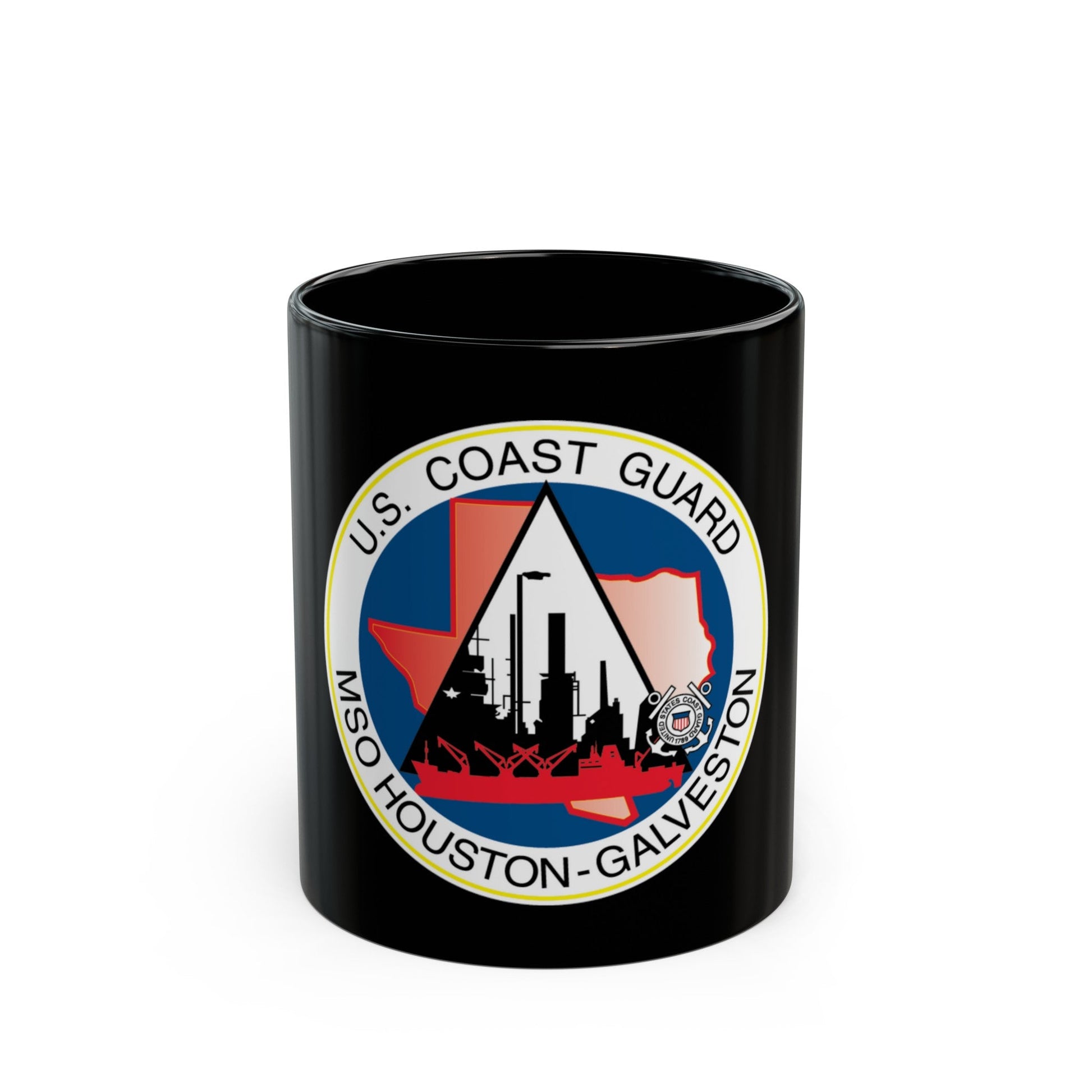 USCG MSO Houston Galveston (U.S. Coast Guard) Black Coffee Mug-11oz-The Sticker Space