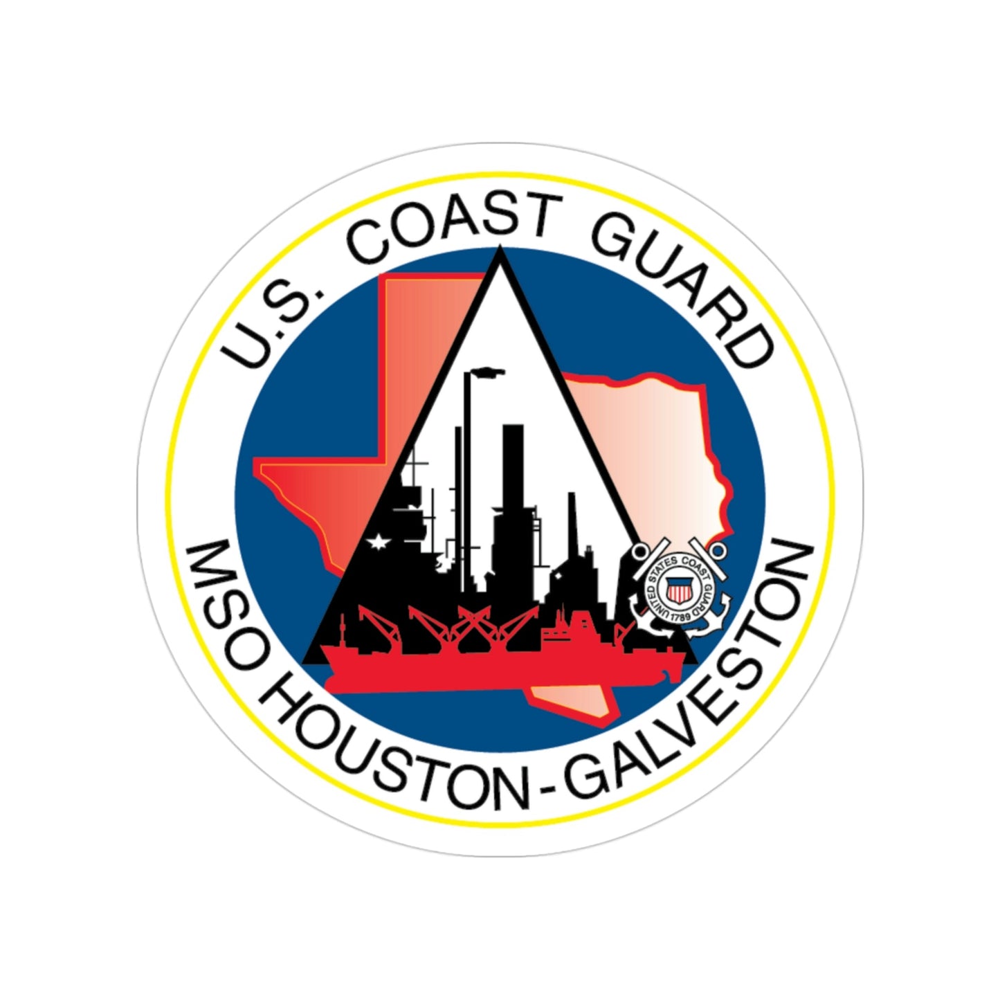 USCG MSO Houston Galveston (U.S. Coast Guard) Transparent STICKER Die-Cut Vinyl Decal-3 Inch-The Sticker Space