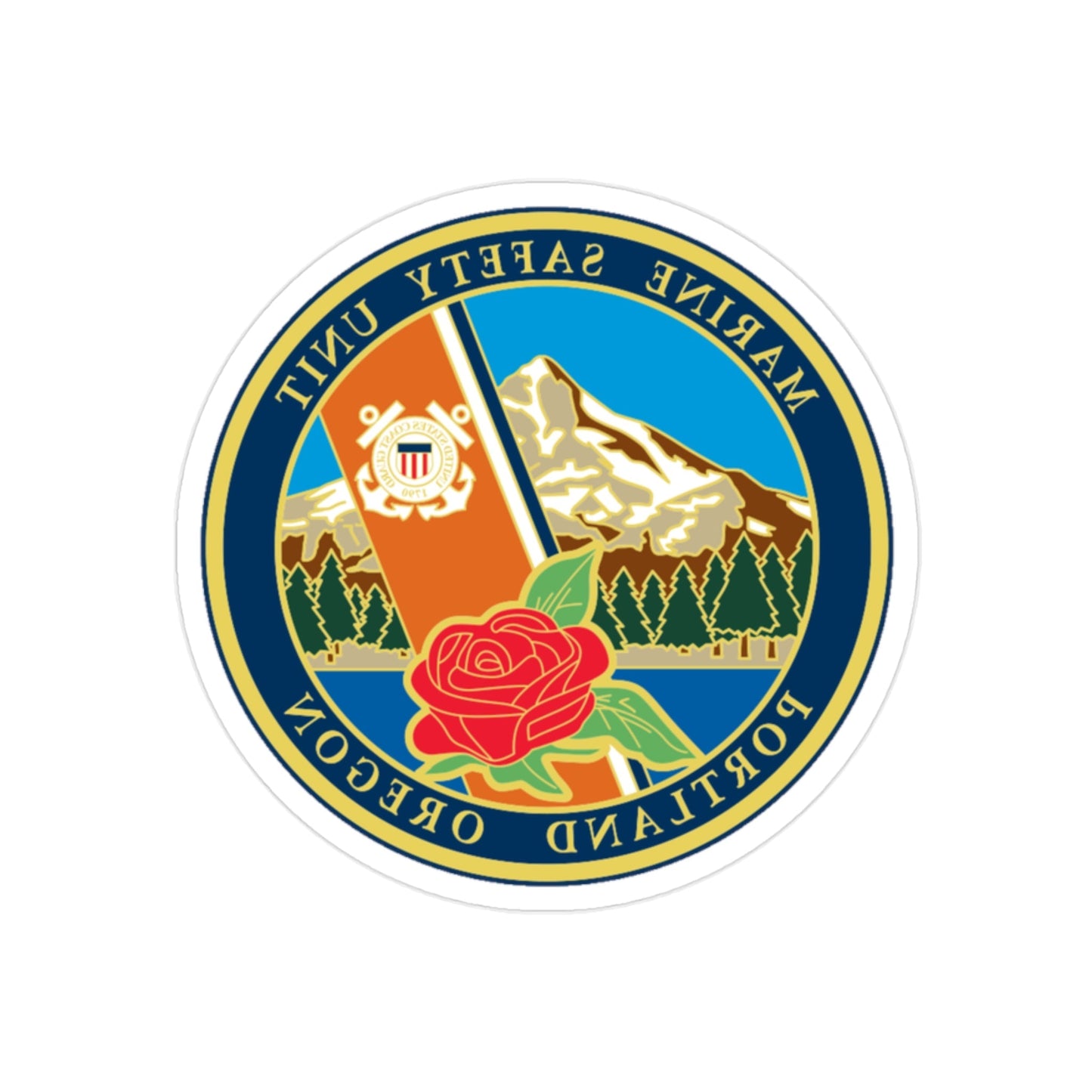 USCG MSU Portland (U.S. Coast Guard) REVERSE PRINT Transparent STICKER-2" × 2"-The Sticker Space